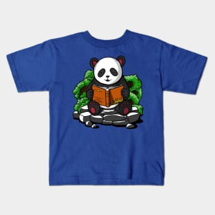 Cute Panda Bear Funny Book Lover Kids T-Shirt